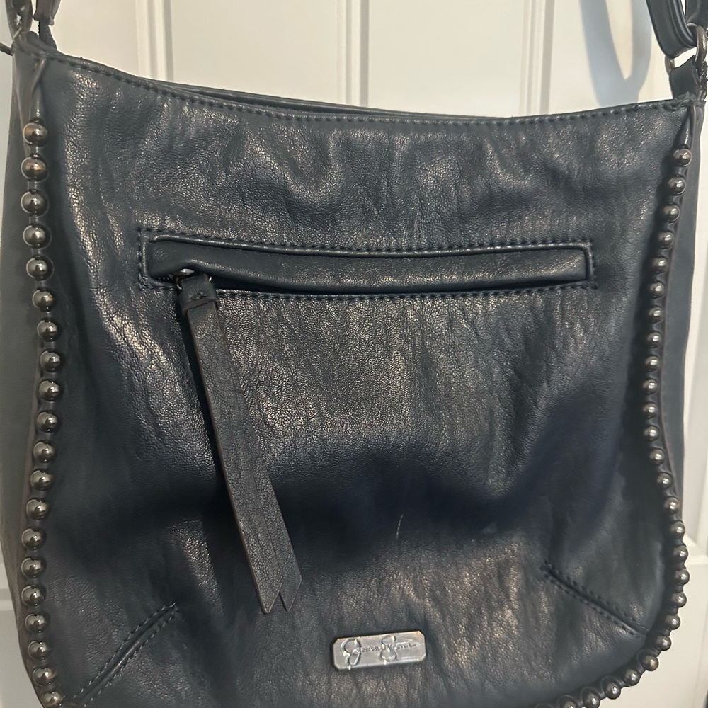 Jessica Simpson Navy Leather Shoulder Bag